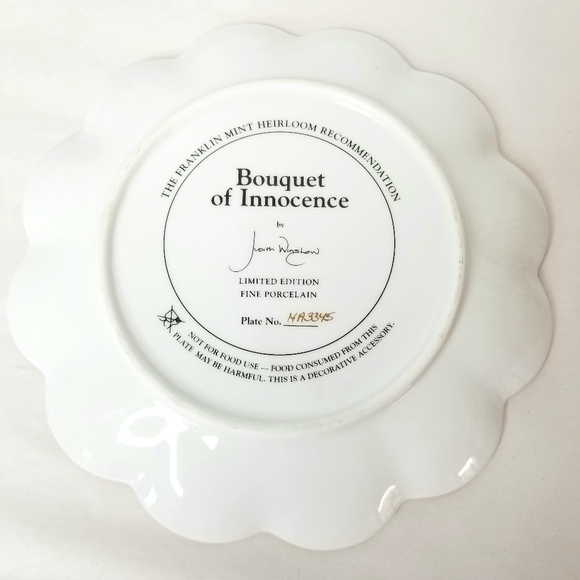 Judith Winslow Rose Decorative Plate  "Bouquet of Innocence" . Franklin Mint - Picture 3 of 3